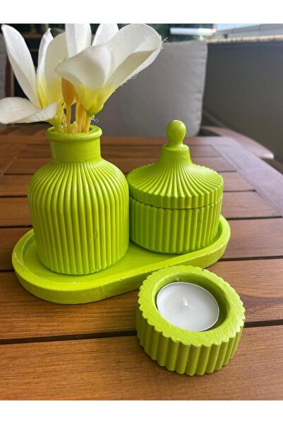 Hepsi Moda Dekoratif , Mum, Saksı Ve Takı Tabağı, Mumluk, Organizer Tabak, Kase, Vazo Set 5 Parça