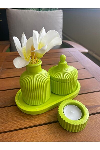Hepsi Moda Dekoratif , Mum, Saksı Ve Takı Tabağı, Mumluk, Organizer Tabak, Kase, Vazo Set 5 Parça