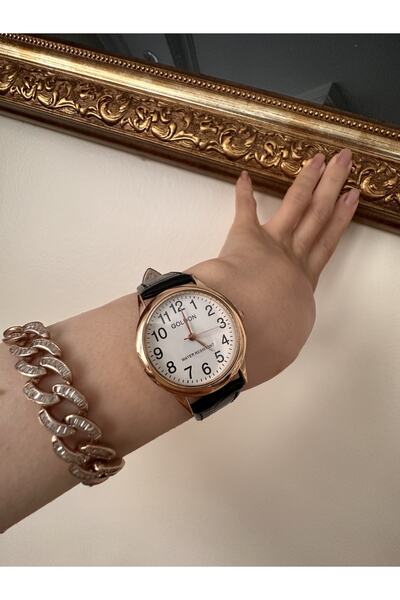 GOLDON Retro Kadın Kol Saati Rose Gold Vintage Stil Deri Kayışlı
