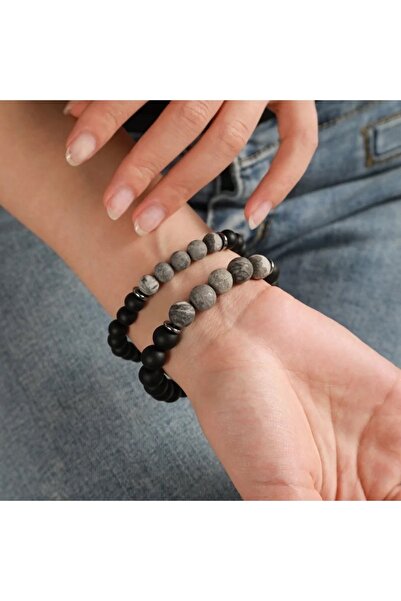 Hazeran accessories Ceyt ve Onix taşlı Sevgili - Arkadaş Bilekliği