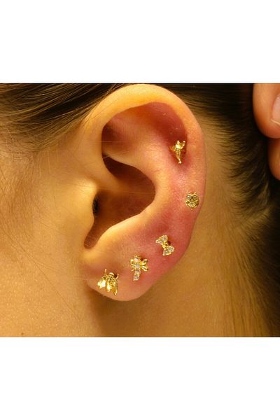 Hakan Güler Kuyumculuk 14 Carat Gold Piercing Tragus Earrings