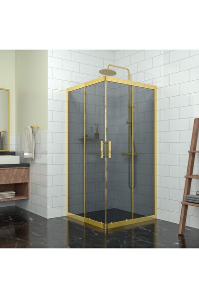 TEKNO DUŞ DUŞAKABİN TEKNE VE KÜVET SİSTEMLERİ GOLD VEGA 6mm Füme Cam Kare Duşakabin