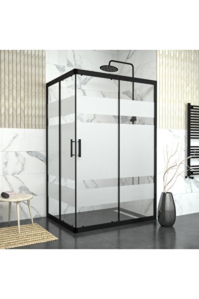 TEKNO DUŞ DUŞAKABİN TEKNE VE KÜVET SİSTEMLERİ BLACK RİGEL 6mm Kumlamalı Cam D...