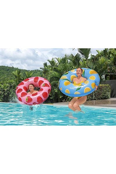 BESTWAY Güven Toy Strawberry Patterned and Strawberry Scented Bagel 119.cm