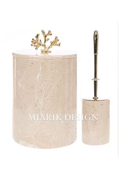 MIARIK DESIGN & DEKORASYON DEKORATİF MERMER ÇÖP KOVASI VE TUVALET FIRÇASI