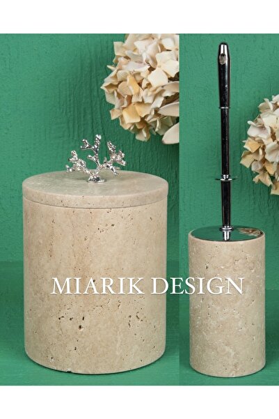 MIARIK DESIGN & DEKORASYON DEKORATİF MERMER ÇÖP KOVASI VE TUVALET FIRÇASI