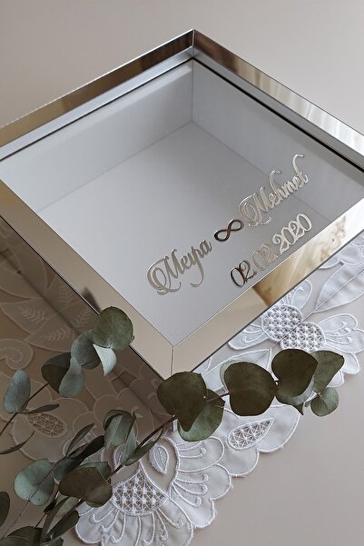 Verda Çerçeve 25x25 cm argintiu cadru de memorie adâncă - cadru de memorie adâncime de 6 cm cutie de trandafiri