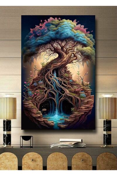 ALAMODECOR 3 Boyutlu Tropikal Doğa Manzara Temalı Kanvas Tablo