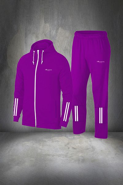POSEIDON STORM Plus Size Men's Purple Supra Combed Cotton Fabric Special Two Piece Athlete Training Set 4-10xl