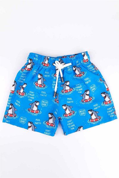 Le Mabelle Costum de baie pentru băieți cu model Blue Shark, pantaloni scurți