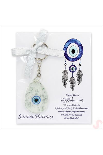 Süsle Baby Party Epoksi Nazarlı Kartlıklı Sünnet Anahtarlık, Gümüş - 1 Adet