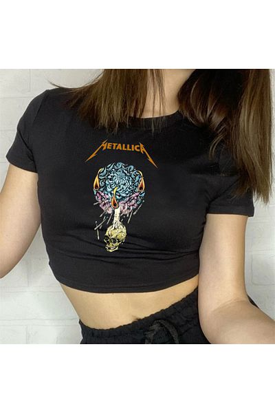 Touz Blunt Blunt Rock Series Metallica Printed Black Crop