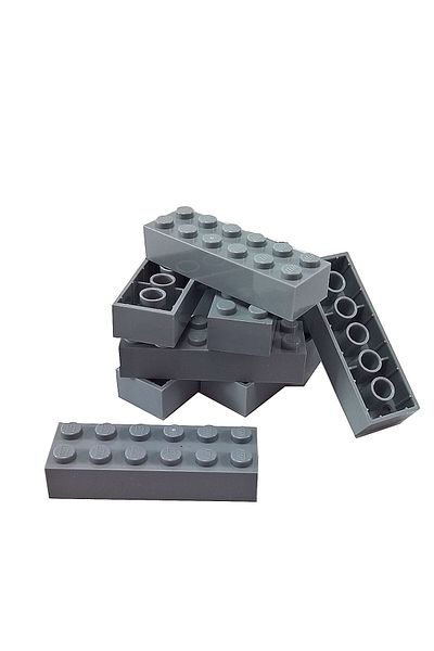 LEGO ملحق MOC Custom Creator Brick 2 × 6 طوب رمادي فاتح 4 قطع للإرسال