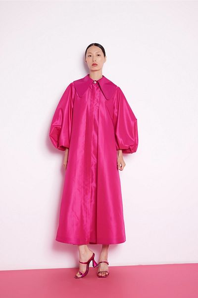 Nuum Design Balloon Sleeve Taffeta Dress fuchsia