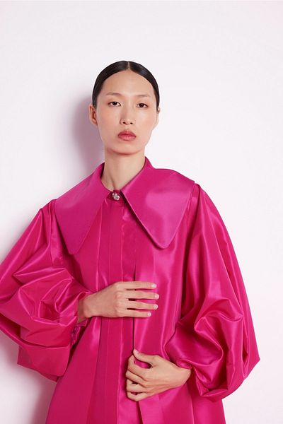 Nuum Design Balloon Sleeve Taffeta Dress fuchsia