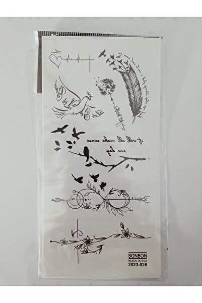 entrend Kuş ve Sonsuzluk Karışık Desenli Geçici Dövme Tattoo