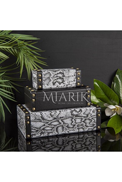 MIARIK DESIGN & DEKORASYON 3’lü Dekoratif Deri Kutu