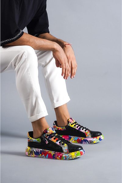 Paolo Zaccardi P02 Pantofi pentru bărbați, cu șireturi, cu talpă ortopedică înaltă/groasă, cu imprimeu roșu, pantofi sport BT negru