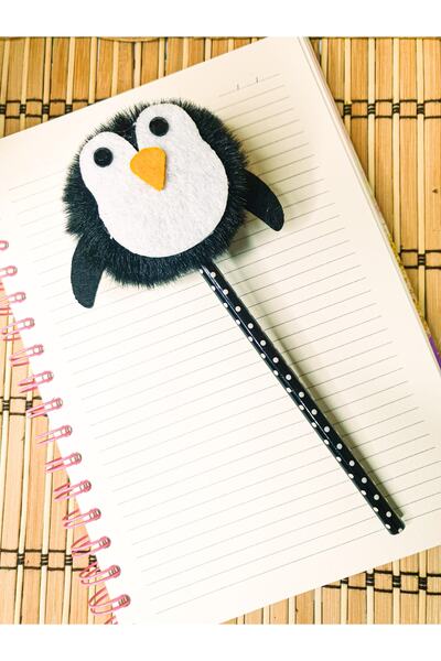 Adil Baba قلم رصاص لطيف من القطيفة برأس بنجوين