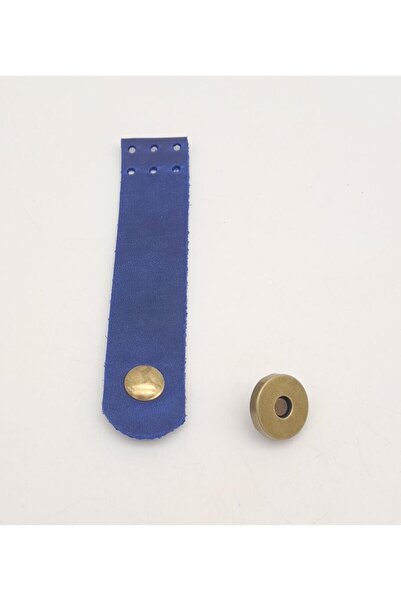 angel çanta aksesuar Angel Bag Accessory 11x2.3 cm Crazy Oil Saks Blue Real Leather Flat Bag Cover with Antique Metal