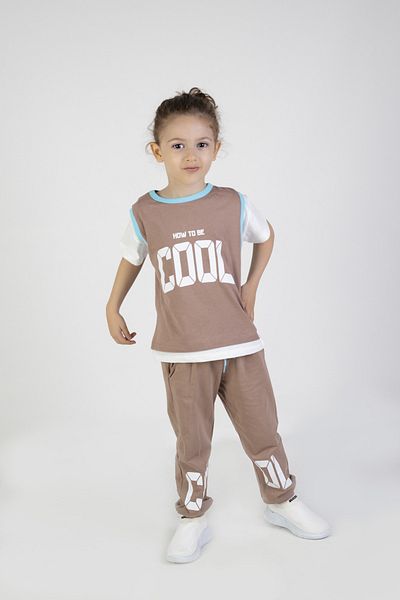 Harika KIDS Boy's Cool Printed Bottom Top Basic Suit Age 2-5