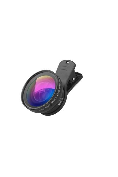 Deyatech 37mm 0.45X Geniş Açı Lens + Makro Lens 2'si 1 Arada Cep Telefonu Lens Kiti