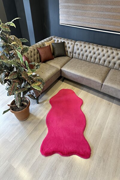AllstarCarpet Tavşan Tüyü Post Kesim Premium Kalite Tüy Dökmez Halı Fuşya