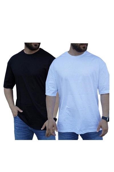 FATELLA MEN'S 2-PACK COMFORTABLE SHORT SLEEVE BASIC CREW COLLAR OVERSIZE T-SHIRT