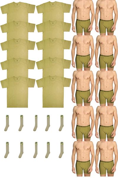 özmertaskerimalzeme Undershirt-Boxer-Socks 10pcs Khaki Color