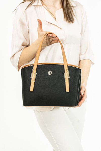 Just Polo حقيبة يد وكتف نسائية باللون الأسود مكونة من 6 أقسام