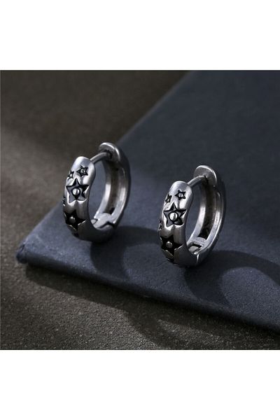 Viking Star Embroidered Ring Proof 316L Stainless & Tarnish Stainless Steel Unisex Earrings