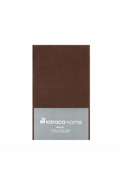 Karaca Home ملاءة سرير مفردة مقاس 100*200*30 (PP) شعار قطن ممشط بني