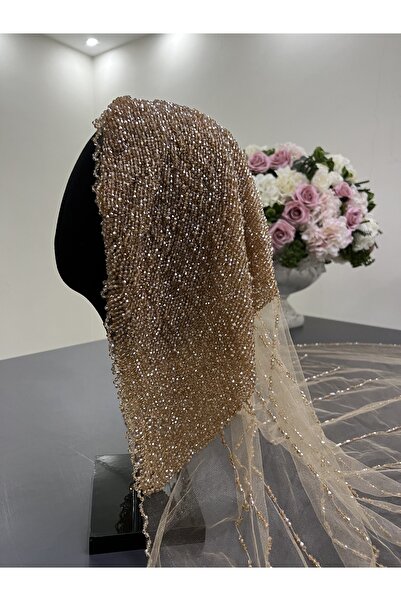 ZEN DUVAK Gold nakışlı rabia model gelin duvağı