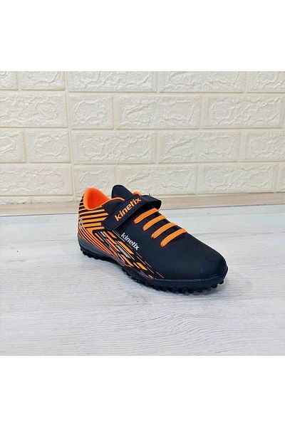 Kinetix Bruno Tf Black Orange Velcro Children's Football Sneakers