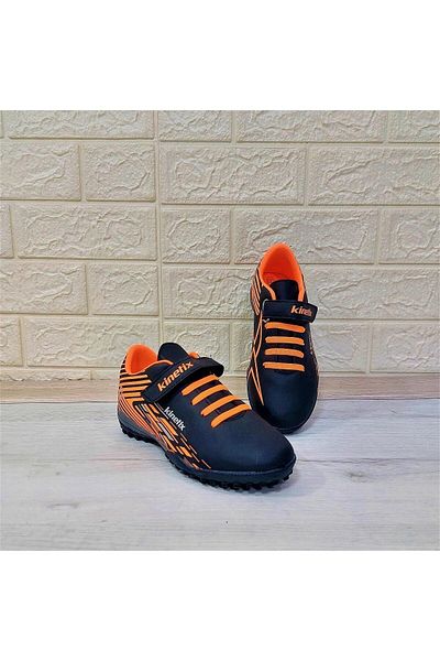 Kinetix Bruno Tf Black Orange Velcro Children's Football Sneakers