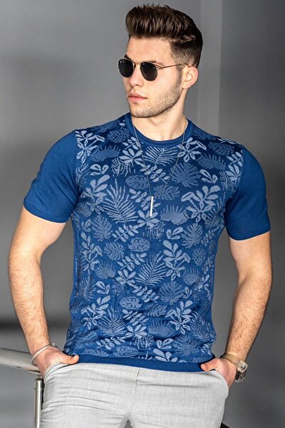 Madmext Tricou cu imprimeu Indigo pentru bărbați