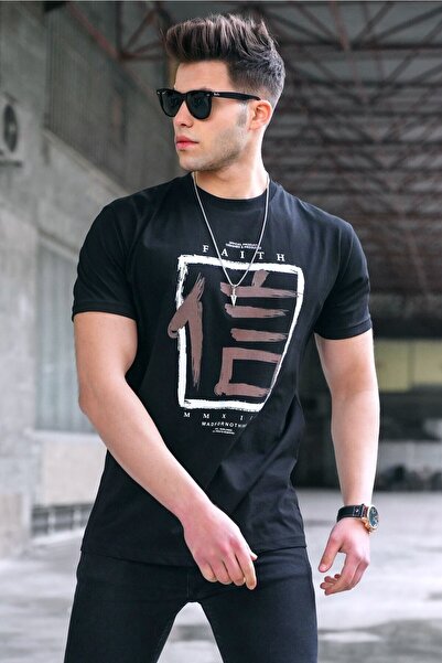 Madmext Μαύρο μπλουζάκι Oversize Printed 5390