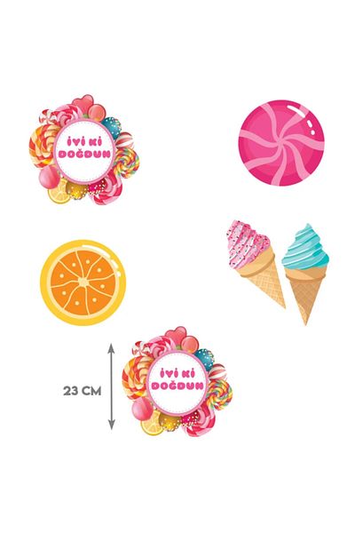 aşkın concept Candy Ice Cream Themed Party Pop Up Banner 3 Meters