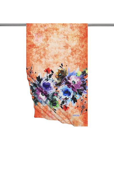 Bursa İpek Orange Flower Silky Scarf