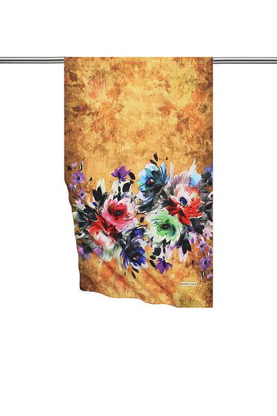 Bursa İpek Gold Flower Silky Scarf