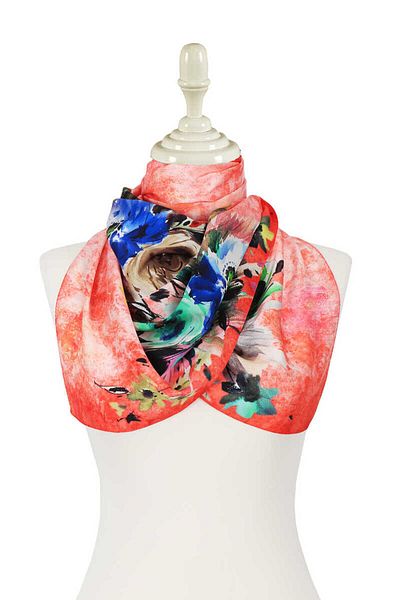 Bursa İpek Pomegranate Flower Silky Scarf