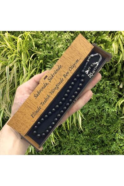 KANUNİ TESBİH Design argintiu Glob tăiat cu litere detaliat Oltu Stone Tasbih