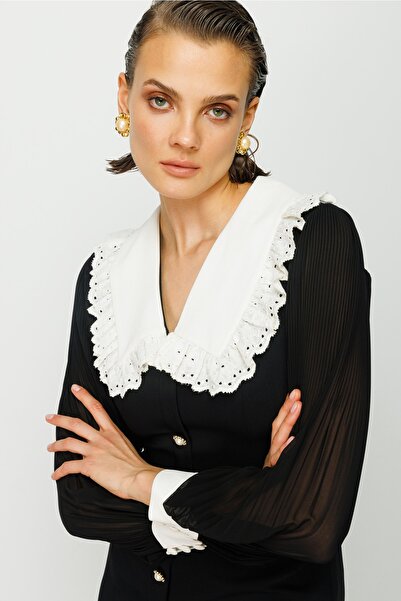 Nefeli Dantel Yaka Krep Elbise