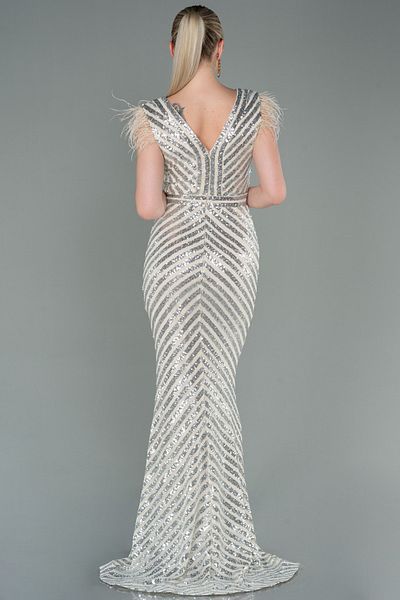 Abiyefon Beige Otrish Long Evening Dress - Sequin Embroidered, ABU881