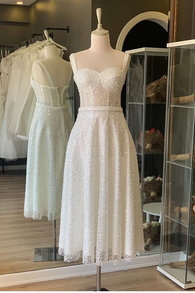 Lenta Moda White Jewelled Midi Length Evening Dress and Evening Dress