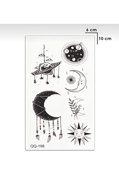 petit bijou Unisex Ay Gezegen Güneş Dövme, Bff Geçici Dövme,el,kol,bilek,göğüs Dövmesi Tattoo