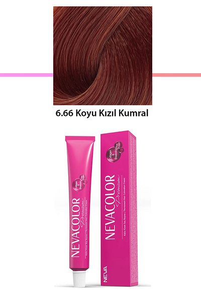 Neva Color Premium 6.66 Dark Red Auburn - Permanent Cream Hair Dye 50 g Tube
