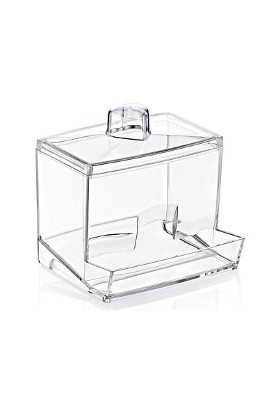AKGÜNEY Transparent Round Cotton Holder And Cotton Swab Box Bathroom Organizer