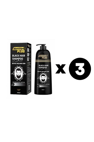 Softto Plus Black Shampoo for White Hair 350ml 3 Pieces Eco Pack