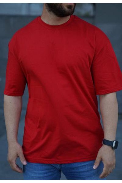 FATELLA MEN'S COMFORTABLE FIT SHORT SLEEVE BASIC CREW COLLAR OVERSIZE T-SHIRT